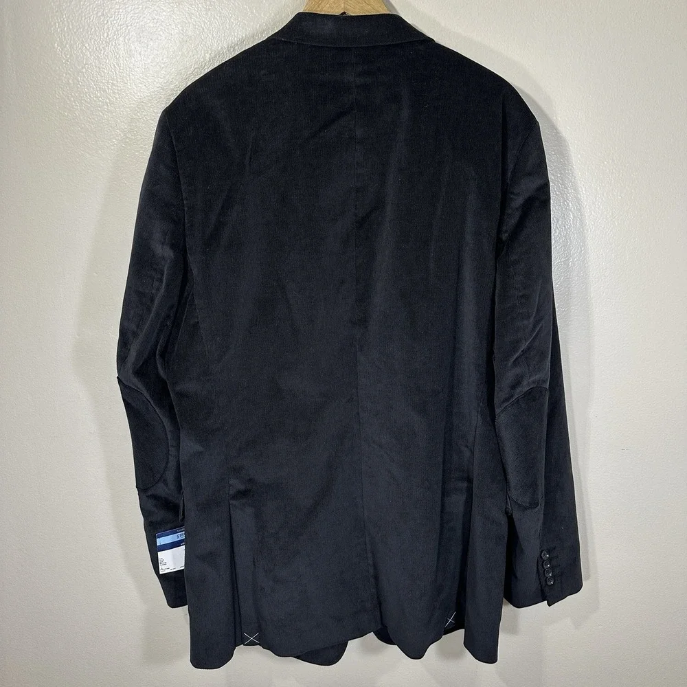 Stafford Mens 48L‎ Classic Fit Black Corduroy Sport Coat Blazer Jacket NEW